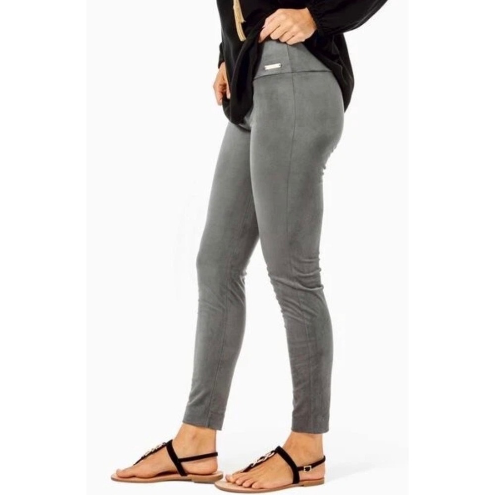 Lilly Pulitzer High Rise Faux Suede Leggings Onyx Grey Size 8 Pull On Skinny NEW